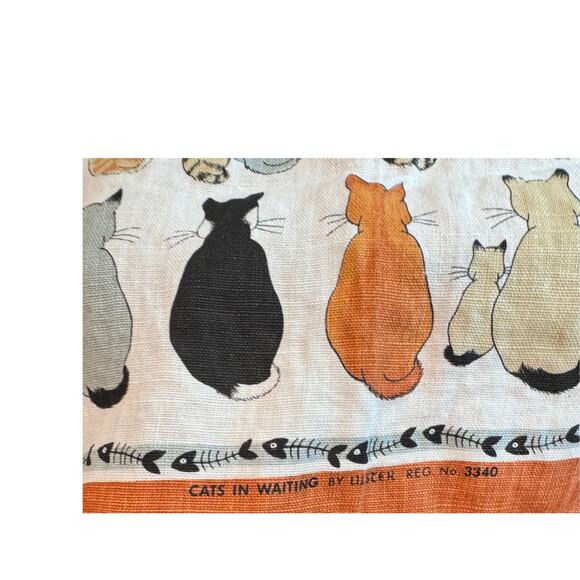 Vintage Ulster Weavers "Cats in Waiting" Tea‎ Towel 100% Linen Ireland - Picture 3 of 5